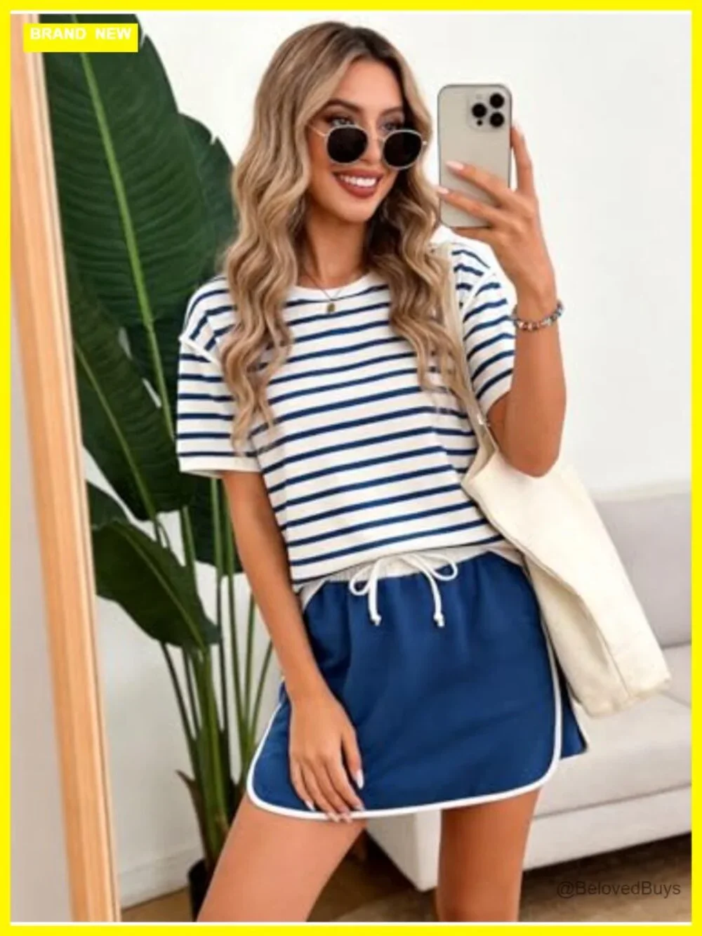 Women's Color Block T-Shirt Skort Set with Pockets Matching Lounge Set